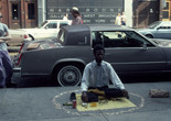 Pope.L. Thunderbird Immolation a.k.a Meditation Square Pieces. 1978. Digital c-print on gold fiber silk paper. 9 × 6" (22.86 × 15.24 cm). © Pope.L. Courtesy the artist and Mitchell – Innes &amp; Nash, New York