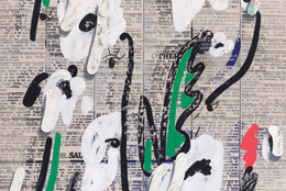 Laura Owens. Untitled. 2013. Acrylic, Flashe, and oil stick on canvas, 137 3/8 × 119 7/8" (348.9 × 304.5 cm). Enid A. Haupt Fund