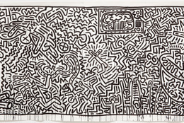 Keith Haring. Untitled. 1982. Ink on two sheets of paper, sheet: 72 × 671 1/2" (182.9 × 1705.6cm) Part (panel a): 72 × 360 3/4" (182.9 × 916.3 cm) Part (panel b): 72 × 310 1/4" (182.9 × 788 cm). Gift of the Estate of Keith Haring, Inc. © 2019 The Keith Haring Foundation