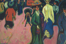 Ernst Ludwig Kirchner. Street, Dresden. 1908 (reworked 1919; dated on painting 1907). Oil on canvas, 59 1/4" x 6' 6 7/8" (150.5 x 200.4 cm) Purchase.