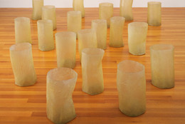 Eva Hesse. Repetition Nineteen III. 1968. Fiberglass and polyester resin, 19 units, each 19 to 20 1/4" (48 to 51 cm) × 11 to 12 3/4" (27.8 to 32.2 cm) in diameter. Gift of Charles and Anita Blatt. © 2019 Estate of Eva Hesse. Galerie Hauser &amp; Wirth, Zurich