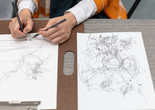 Live Transmission Drawing with Morgan O'Hara, June 13, 2019. Photo: Beatriz Meseuger. © 2019 The Museum of Modern Art, New York