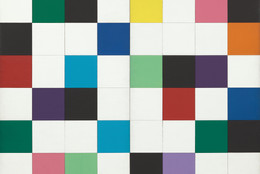 Ellsworth Kelly. Colors for a Large Wall. 1951. Oil on canvas, sixty-four panels. 7' 10 1/2" x 7' 10 1/2" (240 x 240 cm). Gift of the artist. © 2018 Ellsworth Kelly