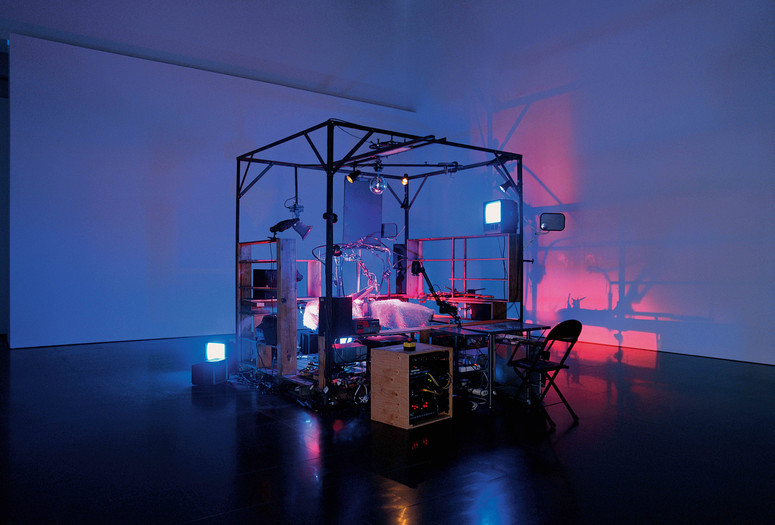 Janet Cardiff, George Bures Miller. The Killing Machine. 2007. 9'10" x 13'1" x 8'2" (118 x 157 x 98 cm). Mixed media, sound (5 min.), pneumatics, robotics, elector magnetic beaters, dentist chair, electric guitar, computer, various control systems. Gift of the Julia Stoschek Foundation, Düsseldorf, and the Dunn Bequest. Photo: Ugarte &amp; Lorena Lopez. Courtesy of the artist, Luhring Augustine, New York and Galerie Barbara Weiss, Berlin