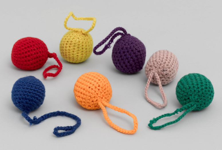 J.L. Hammett Co. Gift 1: Balls, Kindergarten. 1898. Material based on the educational theories of Friedrich Froebel, Wool. 2" (5.1 cm) each. Gift of Lawrence Benenson