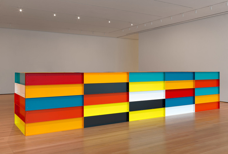 Donald Judd. Untitled. 1991. Enameled aluminum. The Museum of Modern Art, New York. Bequest of Richard S. Zeisler and gift of Abby Aldrich Rockefeller (both by exchange) and gift of Kathy Fuld, Agnes Gund, Patricia Cisneros, Doris Fisher, Mimi Haas, Marie-Josée and Henry R. Kravis, and Emily Spiegel. © 2020 Judd Foundation/Artists Rights Society (ARS), New York. Photo: John Wronn