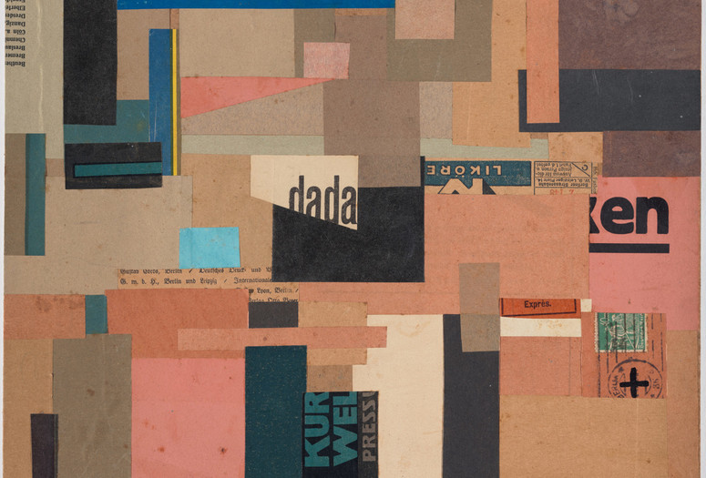 Hannah Höch, German (1889–1978). Collage (Dada). c. 1922. Original collage: cut-and-pasted papers, printed papers, ink (postmark), and postage stamp on board, 9 3/4 × 13″ (24.8 × 33 cm). The Museum of Modern Art, New York. The Merrill C. Berman Collection
