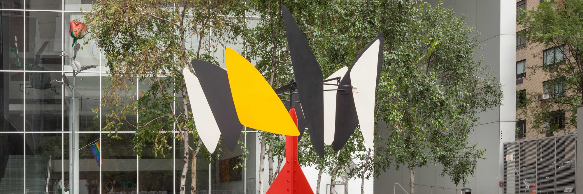 Alexander Calder. Sandy’s Butterfly. 1964. Steel, stainless sheet steel, iron rods, and paint, 12' 8" × 9' 2" × 8' 7" (386 × 279 × 261 cm). Gift of the artist. © 2021 Calder Foundation, New York/Artists Rights Society (ARS), New York
