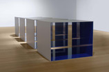 Donald Judd. Untitled. 1969. Clear anodized aluminum and blue Plexiglas. Four units, each 48 × 60 × 60" (121.9 × 152.4 × 152.4 cm), with 12" (30.5 cm) intervals. Overall: 48 × 276 × 60" (121.9 × 701 × 152.4 cm). Saint Louis Art Museum. © 2020 Judd Foundation / Artists Rights Society (ARS), New York