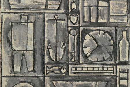 Joaquín Torres-García. Composition. 1931. Oil on canvas, 36 1/8 x 24" (91.7 x 61 cm), Gift of Larry Aldrich. Photo: Thomas Griesel