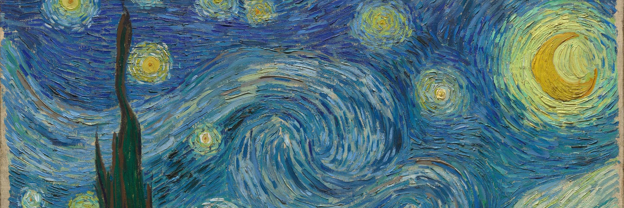 Vincent van Gogh. The Starry Night. 1889. Oil on canvas, 29 × 36 1/4" (73.7 × 92.1 cm). Acquired through the Lillie P. Bliss Bequest (by exchange). Conservation was made possible by the Bank of America Art Conservation Project.