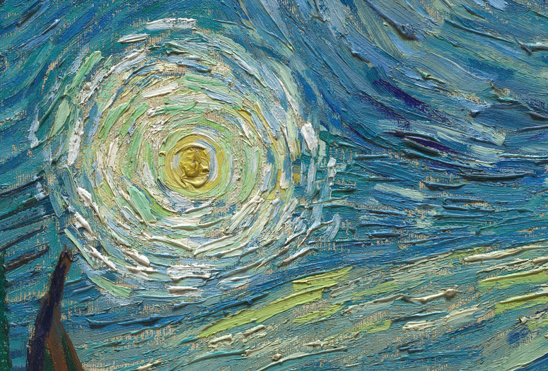 Vincent van Gogh. The Starry Night (detail). 1889. Oil on canvas, 29 × 36 1/4" (73.7 × 92.1 cm). Acquired through the Lillie P. Bliss Bequest (by exchange). Conservation was made possible by the Bank of America Art Conservation Project.