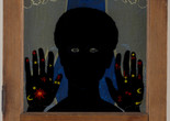 Betye Saar. Black Girl’s Window (detail). 1969. Wooden window frame with paint, cut-and-pasted printed and painted papers, daguerreotype, lenticular print, and plastic figurine, 35 3/4 × 18 × 1 1/2" (90.8 × 45.7 × 3.8 cm). Gift of Candace King Weir through The Modern Women’s Fund, and Committee on Painting and Sculpture Funds