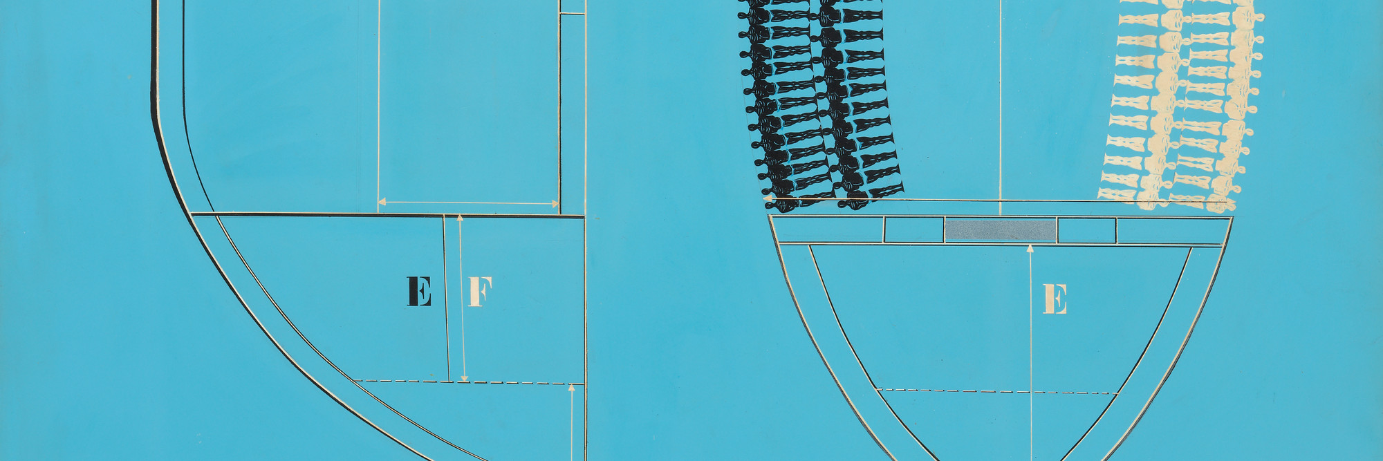 Malcolm Bailey. Hold, Separate but Equal. 1969. Acrylic, presstype, watercolor, and enamel on board, 7' x 48" (213.2 x 121.9 cm). Gift of Barbara Jakobson and John R. Jakobson. Photo: Jonathan Muzikar