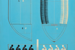 Malcolm Bailey. Hold, Separate but Equal. 1969. Acrylic, presstype, watercolor, and enamel on board, 7' x 48" (213.2 x 121.9 cm). Gift of Barbara Jakobson and John R. Jakobson. Photo: Jonathan Muzikar