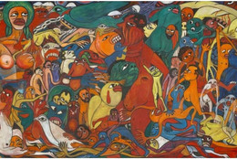 Malangatana Valente Ngwenya. Cry for Freedom. 1973. Oil on hardboard, 48 × 120 3/16" (121.9 × 305.3 cm). Gift of Glenn and Eva Dubin