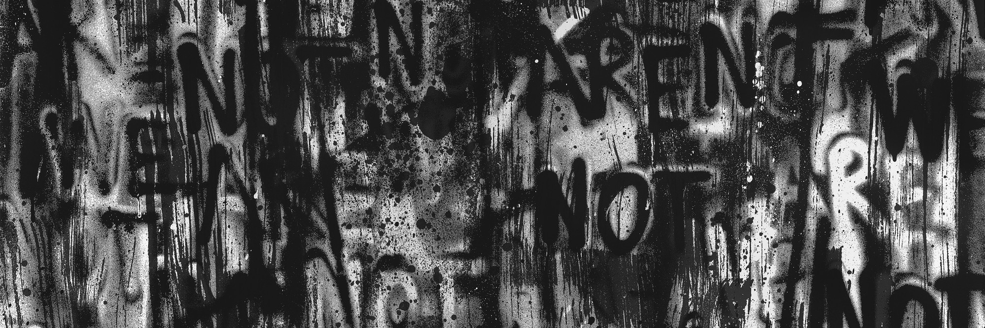 Adam Pendleton. Untitled (WE ARE NOT). 2021. Silkscreen ink on canvas, 120 × 144" (304.8 × 365.76 cm). Image courtesy of the artist