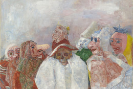 James Ensor. Masks Confronting Death. 1888. Oil on canvas, 32 x 39 1/2" (81.3 x 100.3 cm). Mrs. Simon Guggenheim Fund