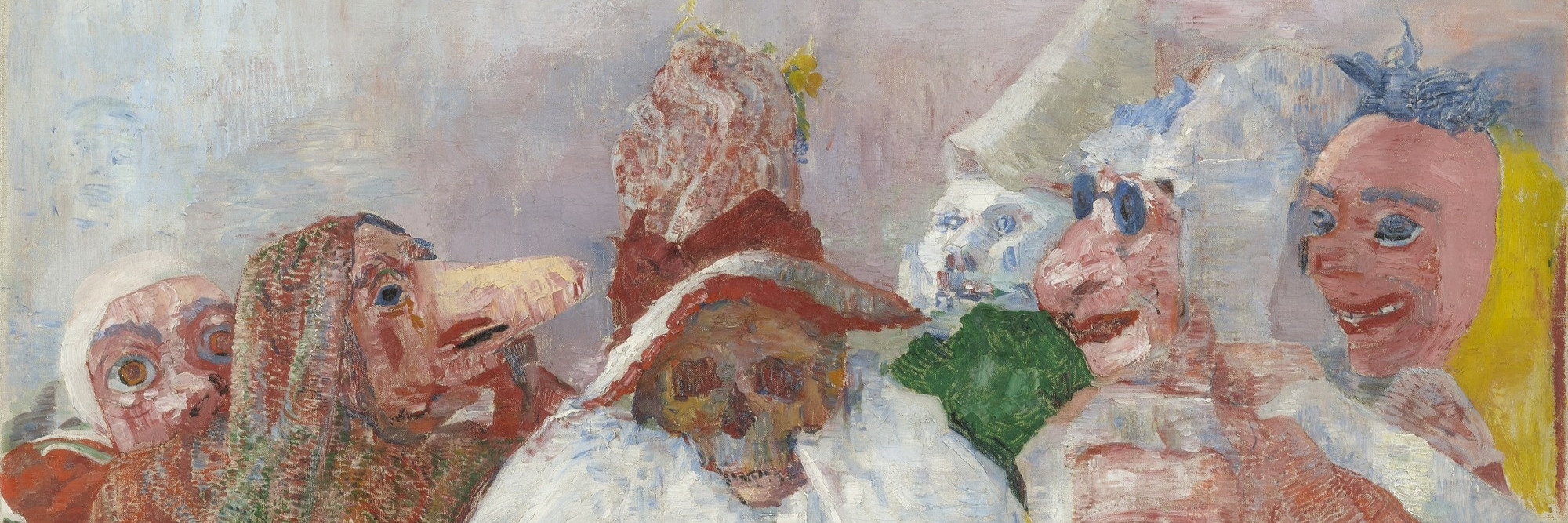 James Ensor. Masks Confronting Death. 1888. Oil on canvas, 32 x 39 1/2" (81.3 x 100.3 cm). Mrs. Simon Guggenheim Fund