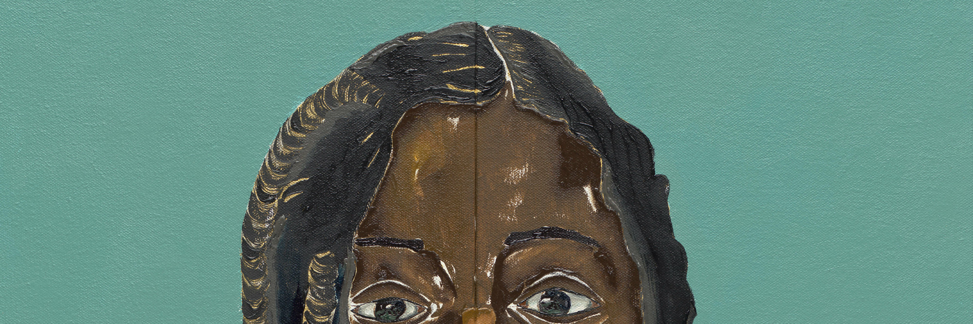 Dalton Paula. Liberata. 2020. Oil, pencil, and gold leaf on two joined canvases, 24 × 17 11/16" (61 × 45 cm). Gift of Marie-Josée and Henry R. Kravis in honor of Peter Reed. © Dalton Paula
