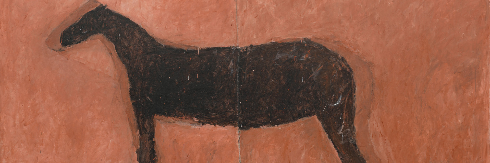 Susan Rothenberg. Triphammer Bridge. 1974. Acrylic and tempera on canvas, 67 1/8" x 9' 7 3/8" (170.5 x 292.1 cm). Gift of Edward R. Broida. © 2022 Susan Rothenberg/Artists Rights Society (ARS), New York