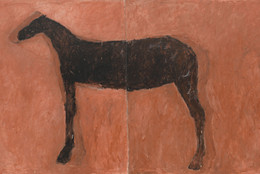 Susan Rothenberg. Triphammer Bridge. 1974. Acrylic and tempera on canvas, 67 1/8" x 9' 7 3/8" (170.5 x 292.1 cm). Gift of Edward R. Broida. © 2022 Susan Rothenberg/Artists Rights Society (ARS), New York