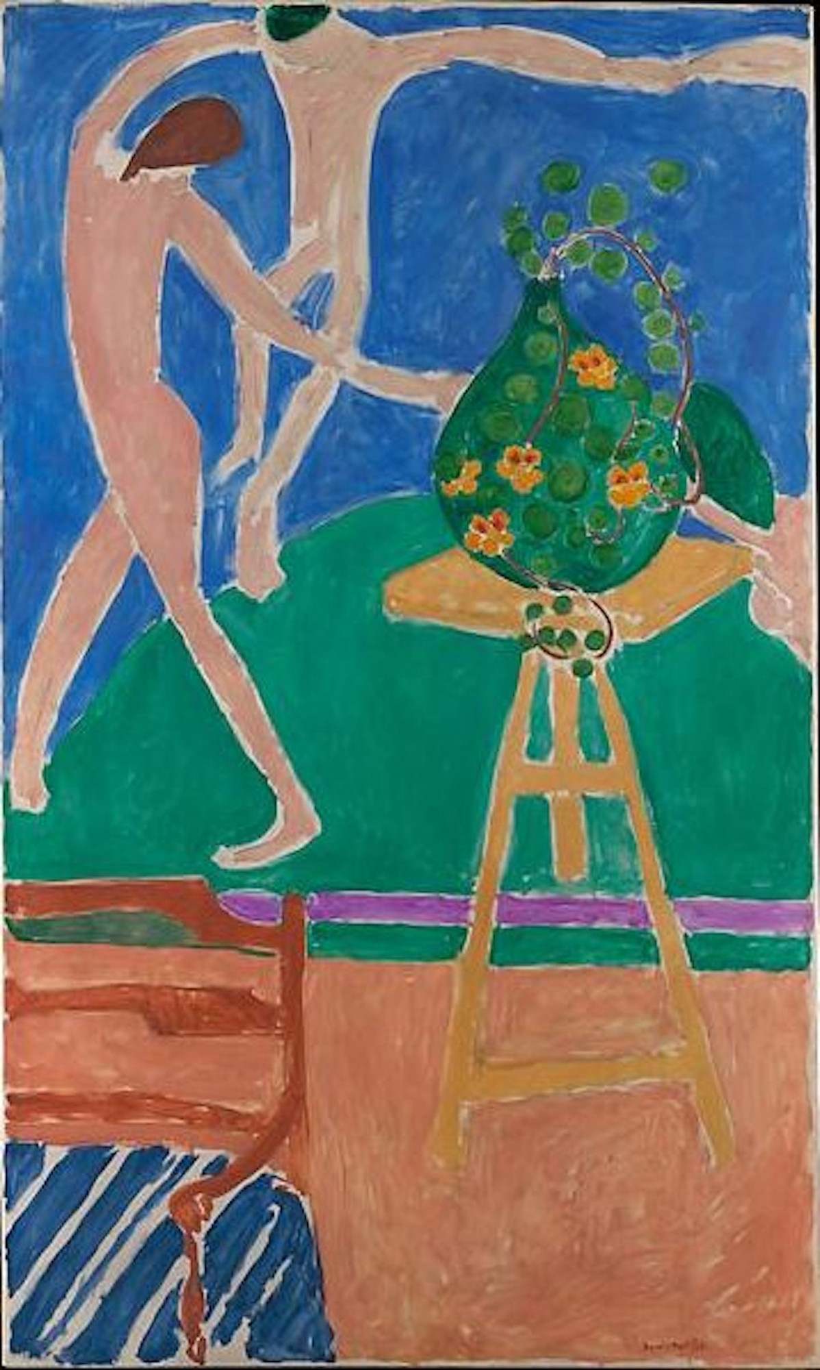 Henri Matisse. *Nasturtiums with the Painting “Dance” I*. 1912. Oil on canvas, 6ʹ 3 1/2ʺ × 45 3/8ʺ (191.8 × 115.3 cm). Bequest of Scofield Thayer, The Metropolitan Museum of Art, New York. © 2022 Succession H. Matisse / Artists Rights Society (ARS), New York