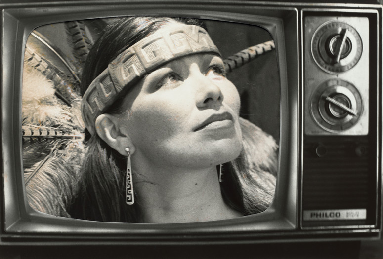 Hulleah J. Tsinhnahjinnie. Vanna Brown, Azteca Style. 1990. Photocollage. The Museum of Modern Art, New York. Gift of Helen Kornblum in honor of Roxana Marcoci. © 2022 Hulleah J. Tsinhnahjinnie
