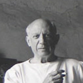 Arnold Newman. Pablo Picasso. Gelatin silver print, 12 7/16 x 10 1/16" (31.6 x 25.5 cm). Gift of Gary Davis. The Museum of Modern Art.