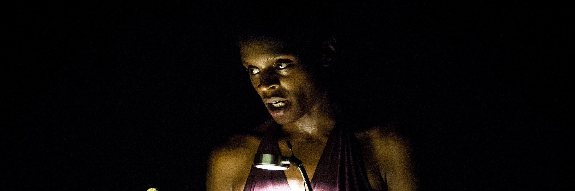 Okwui Okpokwasili. Performance view of Bronx Gothic. On the Boards, Seattle, Washington, 2016. Video by Peter Born. Courtesy of the artist