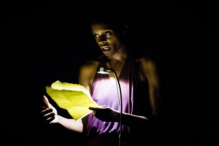 Okwui Okpokwasili. Performance view of Bronx Gothic. On the Boards, Seattle, Washington, 2016. Video by Peter Born. Courtesy of the artist