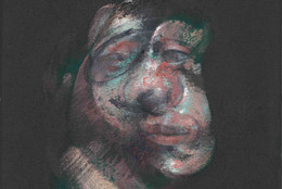 Francis Bacon. Detail from Study for Three Heads. 1962. Oil on canvas, three panels; each panel 14 1/8 × 12 1/8" (35.9 × 30.8 cm). The William S. Paley Collection. © 2022 Estate of Francis Bacon/Artists Rights Society (ARS), New York/DACS, London