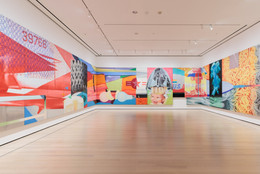 Installation view of the gallery “James Rosenquist's F-111” in the exhibition "Collection 1940s–1970s,” October 7, 2022 - October 7, 2023. Photographed in October 2022. The Museum of Modern Art New York. Digital Image © 2022 The Museum of Modern Art, New York. Photo by Emile Askey