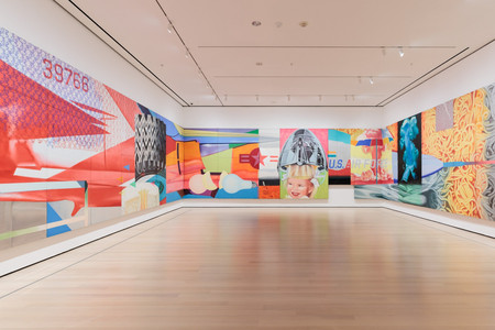 Installation view of the gallery “James Rosenquist's F-111” in the exhibition "Collection 1940s–1970s,” October 7, 2022 - October 7, 2023. Photographed in October 2022. The Museum of Modern Art New York. Digital Image © 2022 The Museum of Modern Art, New York. Photo by Emile Askey
