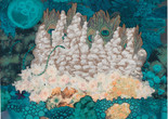 Meret Oppenheim. Octopus’s Garden. 1971. Collage and blue film, 26 3/4 × 26 3/8" (68 × 67 cm). Private collection. © 2022 Artists Rights Society (ARS), New York/Pro Litteris, Zurich