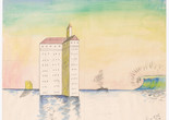 H. C. Westermann. Villa Riviera. 1968. Watercolor and ink on paper, 18 3/4 × 21 3/4" (47.6 × 55.2 cm). From the collection of Laura-Lee and Robert Woods