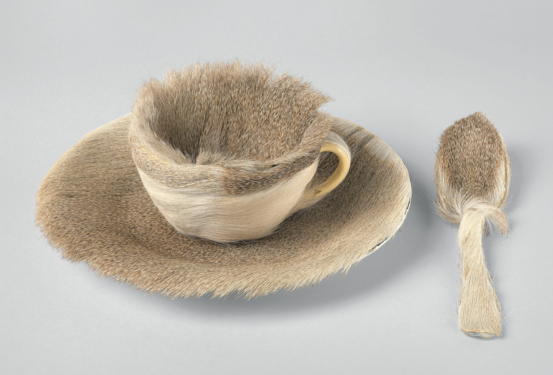 Meret Oppenheim. Object (Objet). 1936. Fur-covered cup, saucer, and spoon. Purchase