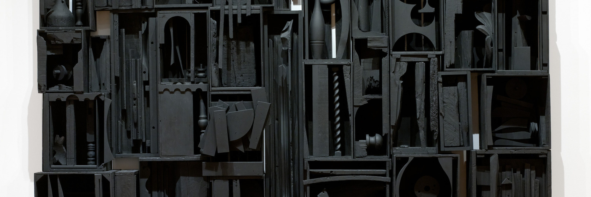 Louise Nevelson. Sky Cathedral. 1958. Painted wood, 11' 3 1/2" × 10' 1/4" × 18" (343.9 × 305.4 × 45.7 cm). Gift of Mr. and Mrs. Ben Mildwoff. © 2023 Estate of Louise Nevelson/Artists Rights Society (ARS), New York