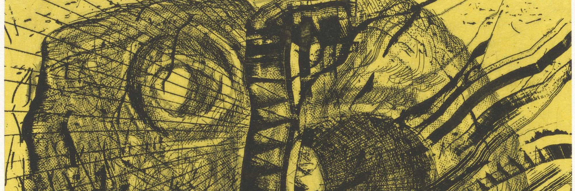 Charline von Heyl. Untitled from Black Sun: The Brief Transit and Violent Eclipse of Harry Crosby. 2013. One from a portfolio of eight etchings with drypoint, roulette, aquatint, and chine collé; plate: 7 13/16 × 6 7/8" (19.9 × 17.4 cm); sheet: 16 15/16 × 15" (43 × 38.1 cm). Publisher: Edition Jacob Samuel, Santa Monica. Printer: Edition Jacob Samuel, Santa Monica. Edition: 10. The Museum of Modern Art, New York. Acquired through the generosity of John Baldessari, Catie and Donald Marron, and Mary M. and Sash A. Spencer. © 2022 Charline von Heyl