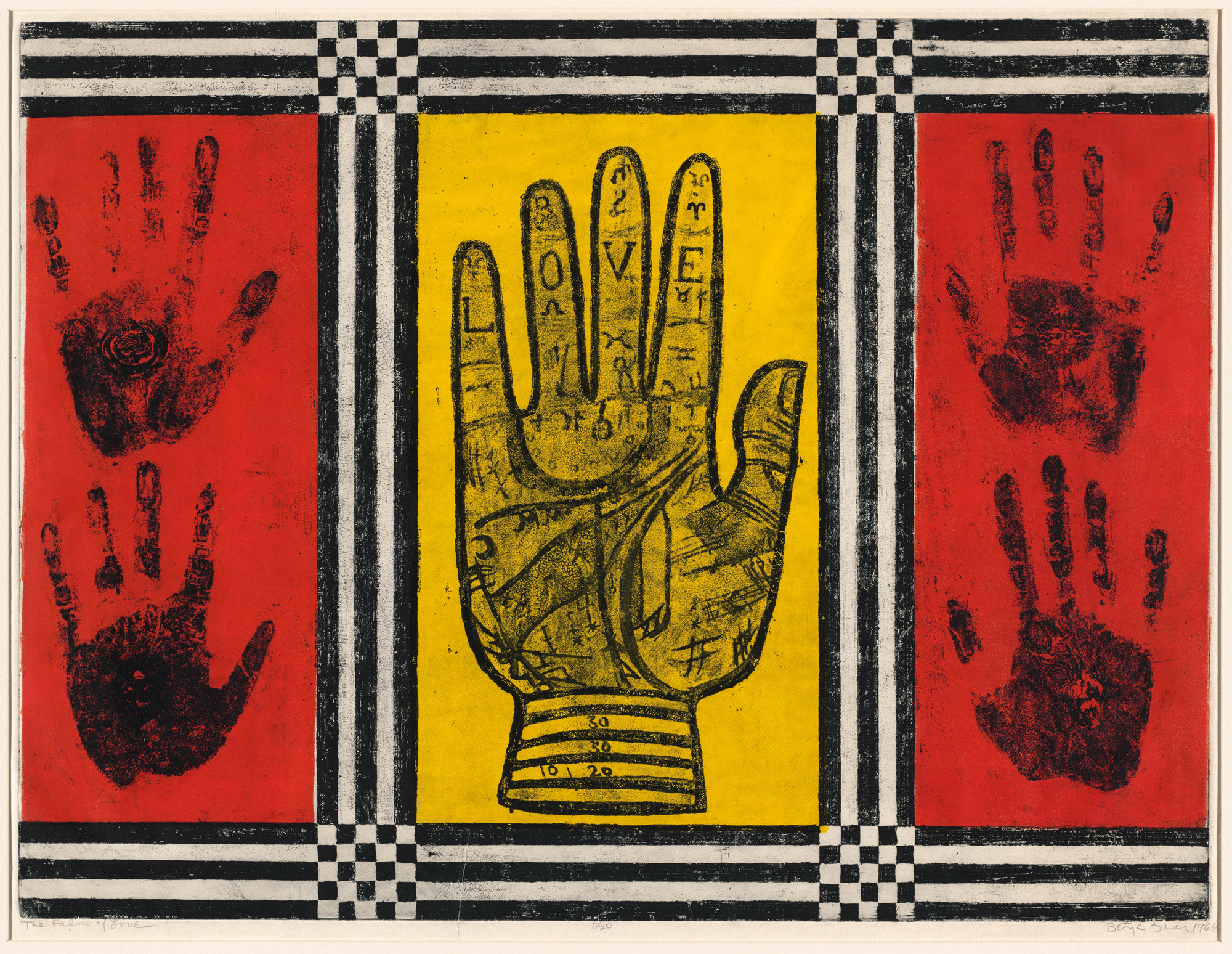 Betye Saar. *Palm of Love*. 1966. Etching with relief printing, plate: 17 15/16 x 23 3/4" (45.6 x 60.3 cm); sheet: 19 1/16 x 26 1/16" (48.4 x 66.2 cm). The Museum of Modern Art, New York. Committee on Drawings and Print Fund. © 2023 Betye Saar
