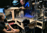 Animator Jan Maas on the set of Guillermo del Toro's Pinocchio, November 2021. Courtesy of Netflix