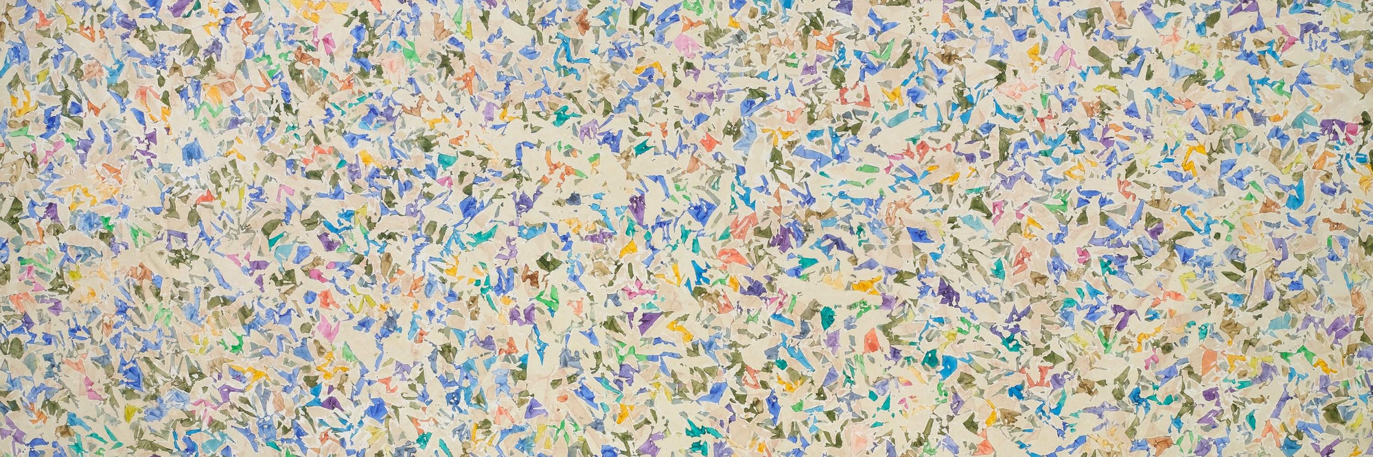 Simon Hantaï. Untitled [Suite "Blancs"]. 1973. Acrylic on canvas, 10' 1/4" x 15' 3 1/4" (305.3 x 466.5 cm). Acquired through the Carol Buttenwieser Loeb and Arnold A. Saltzman Funds