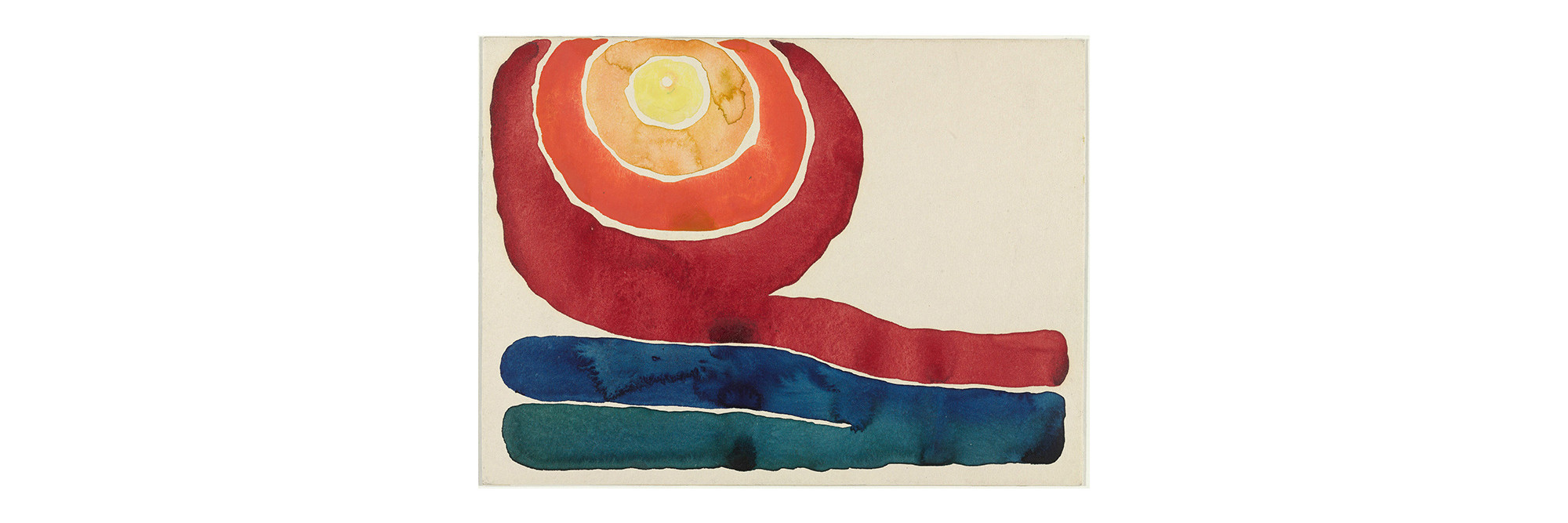 Georgia O’Keeffe. Evening Star No. III. 1917. Watercolor on paper mounted on board, 8 7/8 × 11 7/8" (22.7 × 30.4 cm). Mr. and Mrs. Donald B. Straus Fund. © 2023 Georgia O’Keeffe Museum/Artists Rights Society (ARS), New York