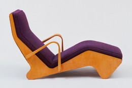 Marcel Breuer. Chaise Longue. 1938. Molded and cutout plywood and upholstery, 32 1/2 x 55 1/2 x 23 5/8" (82.5 x 141 x 60 cm)