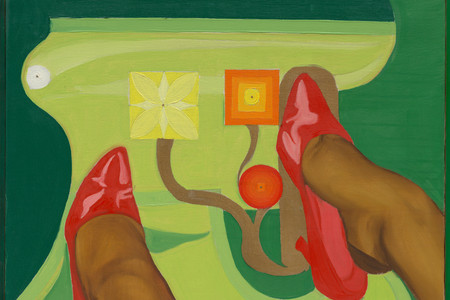 Evelyne Axell. Axell-ération. 1965. Oil on canvas in artist’s frame, 22 1/16 × 26 3/8" (56 × 67 cm), including painted artist’s frame. The Museum of Modern Art, New York. Gift of Steven and Alexandra Cohen. ©️ 2023 Evelyne Axell/Artists Rights Society (ARS), New York
