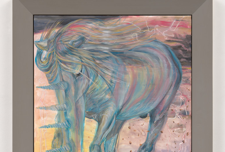 Jana Euler. Morecorn 5. 2021. Acrylic on canvas, artist’s frame, 65 1/2 × 49 3/4 × 15/16" (166.4 × 126.4 × 2.4 cm), including artist’s frame. The Museum of Modern Art, New York. Fund for the Twenty-First Century. © Jana Euler. Courtesy of the artist and Greene Naftali, New York