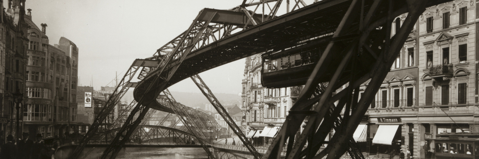 August Sander. Suspension Railway, Elberfeld .1913. Gelatin silver print, 10 3/16 × 7 3/8" (25.8 × 18.7 cm). The Museum of Modern Art, New York. Acquired through the generosity of the family of August Sander. © 2024 Die Photographische Sammlung/SK Stiftung Kultur – August Sander Archiv, Cologne/ARS, NY