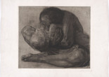Käthe Kollwitz. Woman with Dead Child (Frau mit totem Kind). 1903. Line etching, drypoint, sandpaper, and soft ground with the imprint of laid paper and Ziegler’s transfer paper on chine collé, composition: 16 1/4 × 18 9/16" (41.2 × 47.1 cm); sheet: 21 7/16 × 27 11/16" (54.5 × 70.3 cm). The Museum of Modern Art, New York, Acquired through the generosity of the Contemporary Drawing and Print Associates. © 2024 Artists Rights Society (ARS), New York/VG Bild-Kunst, Bonn