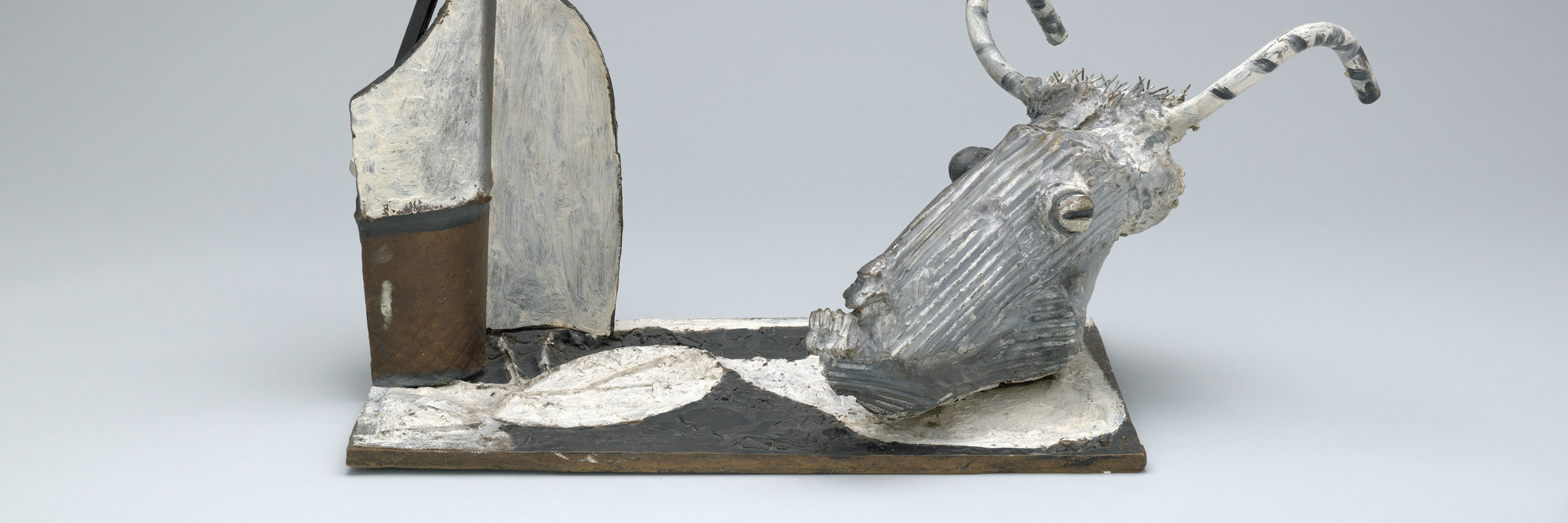 Pablo Picasso. Goat Skull and Bottle. 1951 (cast 1954). Painted bronze, 31 × 37 5/8 × 21 1/2" (78.8 × 95.3 × 54.5 cm). The Museum of Modern Art, New York. Mrs. Simon Guggenheim Fund. © 2024 Estate of Pablo Picasso/Artists Rights Society (ARS), New York