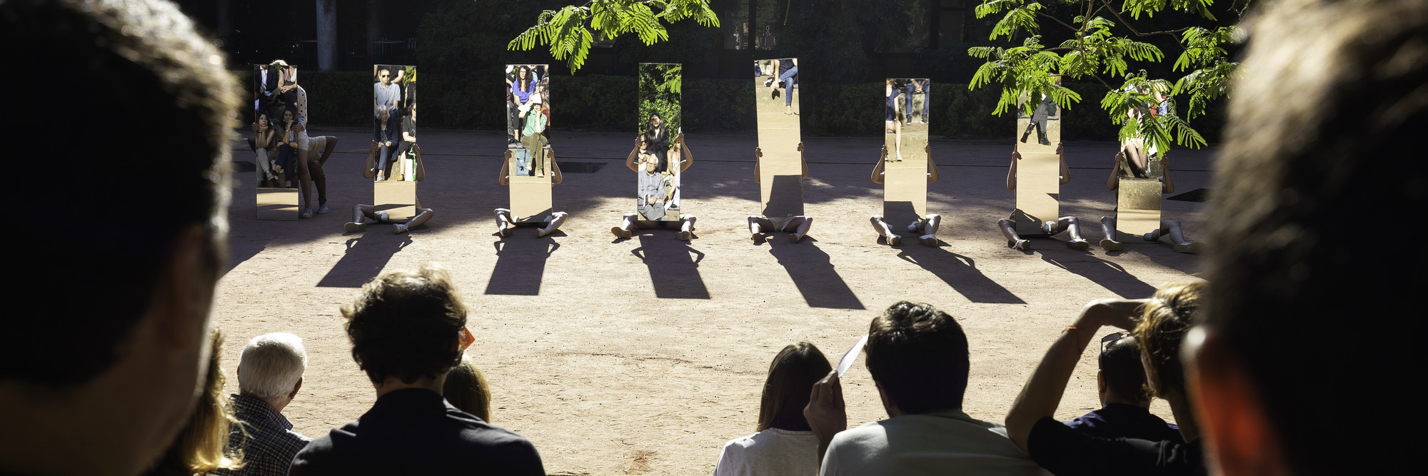 Joan Jonas. Mirror Piece I &amp; II: Reconstruction. 1969/2018–19. Performed at Serralves Tennis Court, Fundação de Serralves - Museu de Arte Contemporânea, Porto (Portugal), May 25, 2019. Photo © Run Lola! Studio